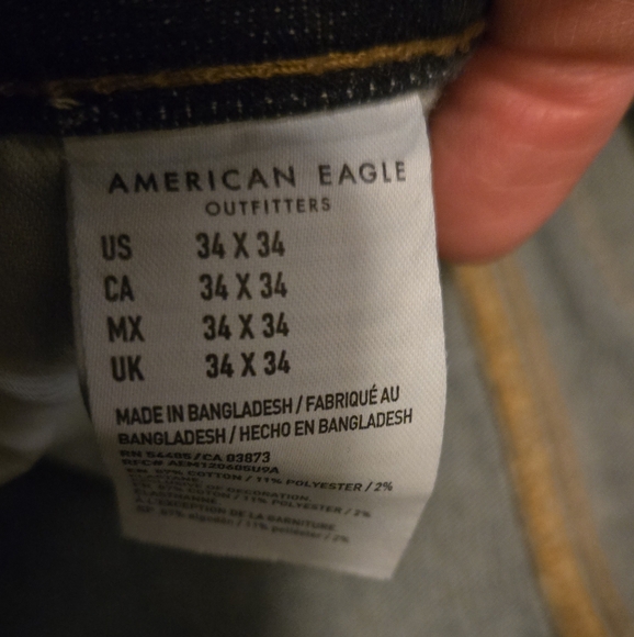 American Eagle, Men's size 34 x 34, Jean's, Original Straight, Flex, Barely Worn - Picture 4 of 9